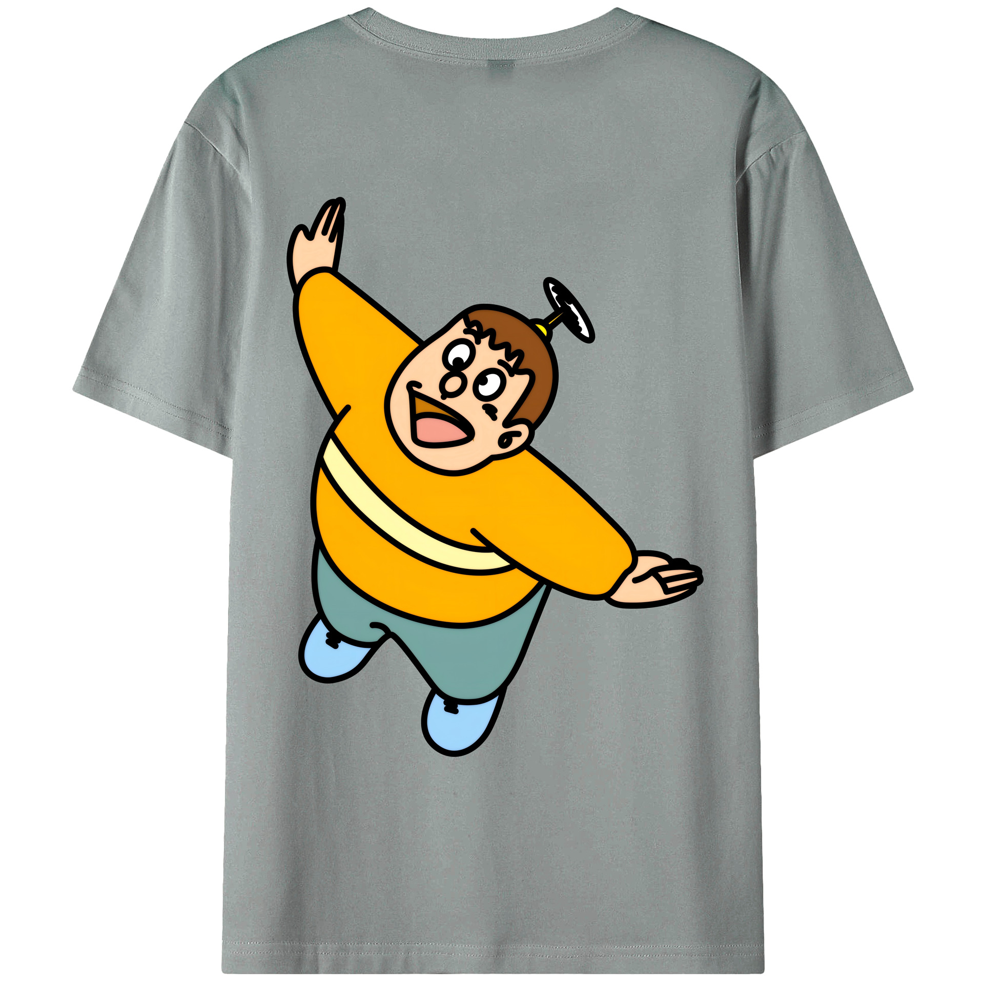 （画像用） ドラえもん 剛田武 Doraemon Gouta Takeshi 綿100％ メンズ半袖Tシャツ（バックプリント） 通気性